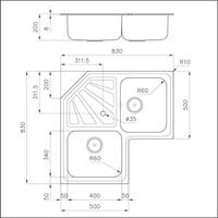 Pomivalno korito FOSTER Angolare 3303 060