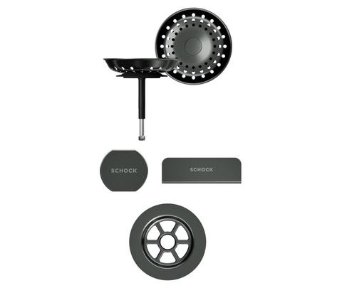 Set izliv, preliv in gumb SCHOCK 400079 Gunmetal brušen