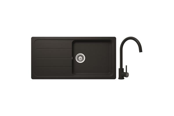 Set pomivalno korito SCHOCK Formhaus D-100L Nero & armatura SCHOCK Prima 533027S Black