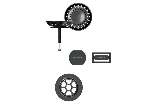 Set izliv, preliv in gumb SCHOCK 400051 Gunmetal brušen