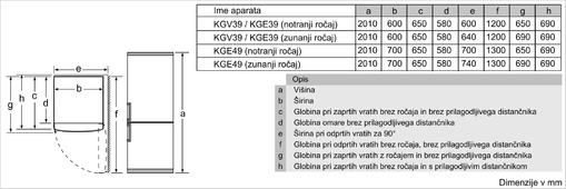 Prostostoječi hladilnik z zamrzovalnikom Bosch KGE39AICA