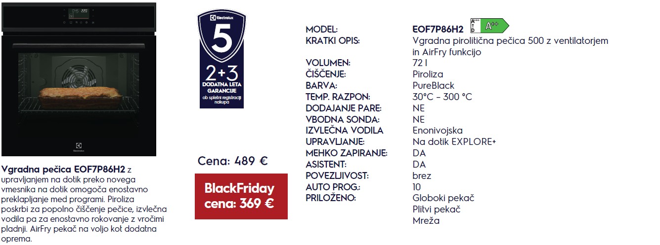 Vgradna pečica Electrolux EOF7P86H2 - BlackFriday