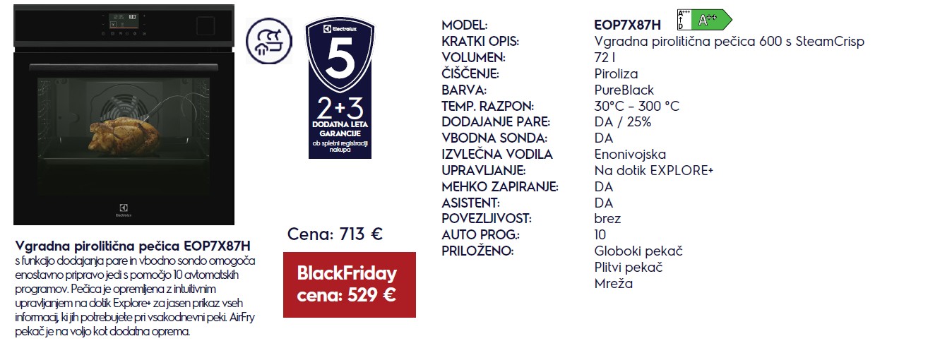 Vgradna pečica Electrolux EOP7X87H - BlackFriday